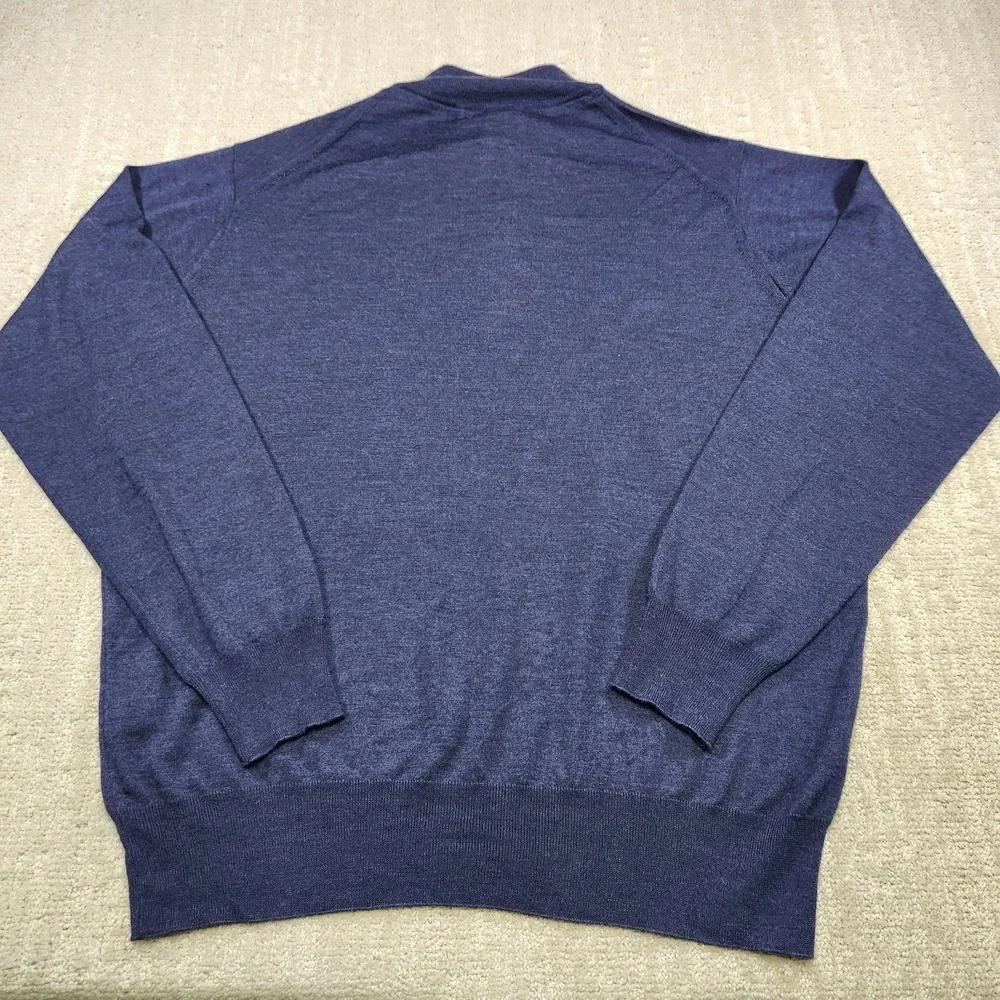 Peter Millar Sweater *READ* Men Large XL Silk Linen Blend Knit 1/4 Zip Blue